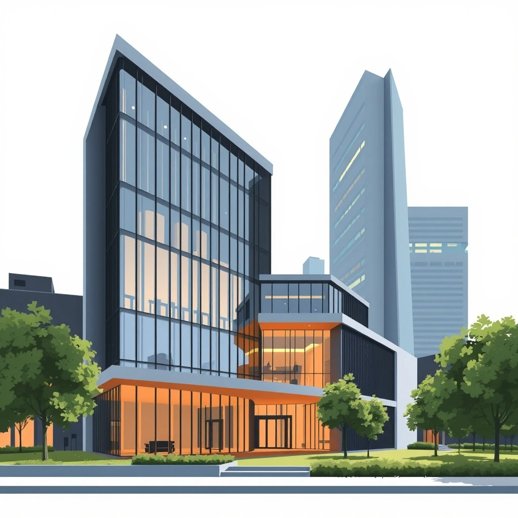 Morn architecture with large-scale aluminum windows
