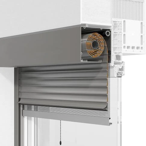Visible ROMA front kit with roller shutter in front of the window